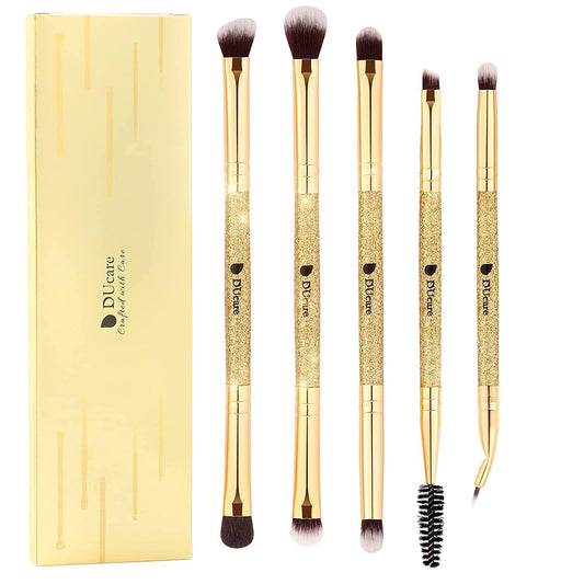 DUcare Eyeshadow Brushes 5pcs Double Sided Eyebrow Brush Makeup Brushes with Soft Synthetic Hairs Double Ended Eyeshadow Brush Set for Eyeshadow, Eyebrow, Eyeliner, Blending