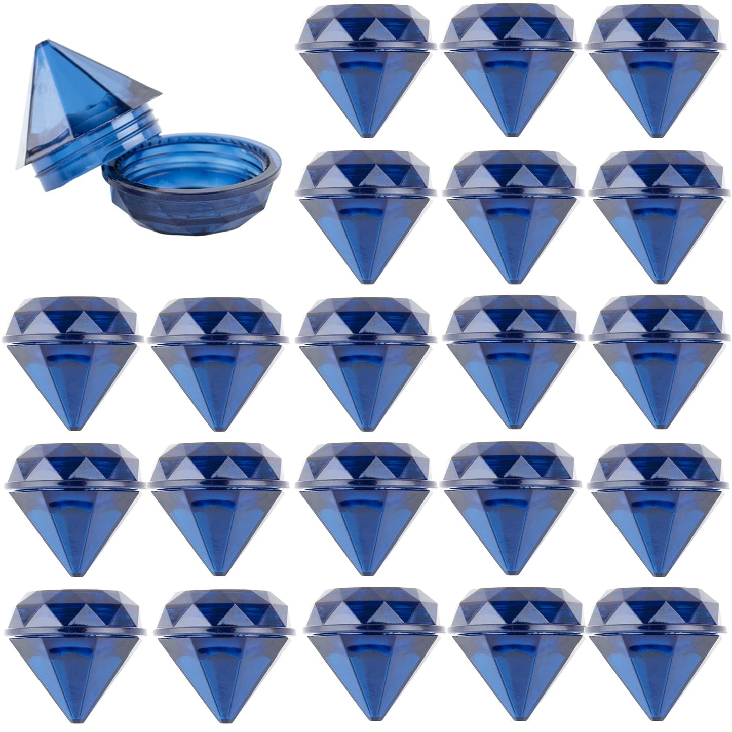 AUEAR, 50 PCS 5 Grams Diamond Shaped Plastic Cosmetic Jars Empty Refillable Box with Lids for Container Decor Makeup, Sample, Jewelry, Lotion, Cream, Lipbalm, Eye shadow, Blue