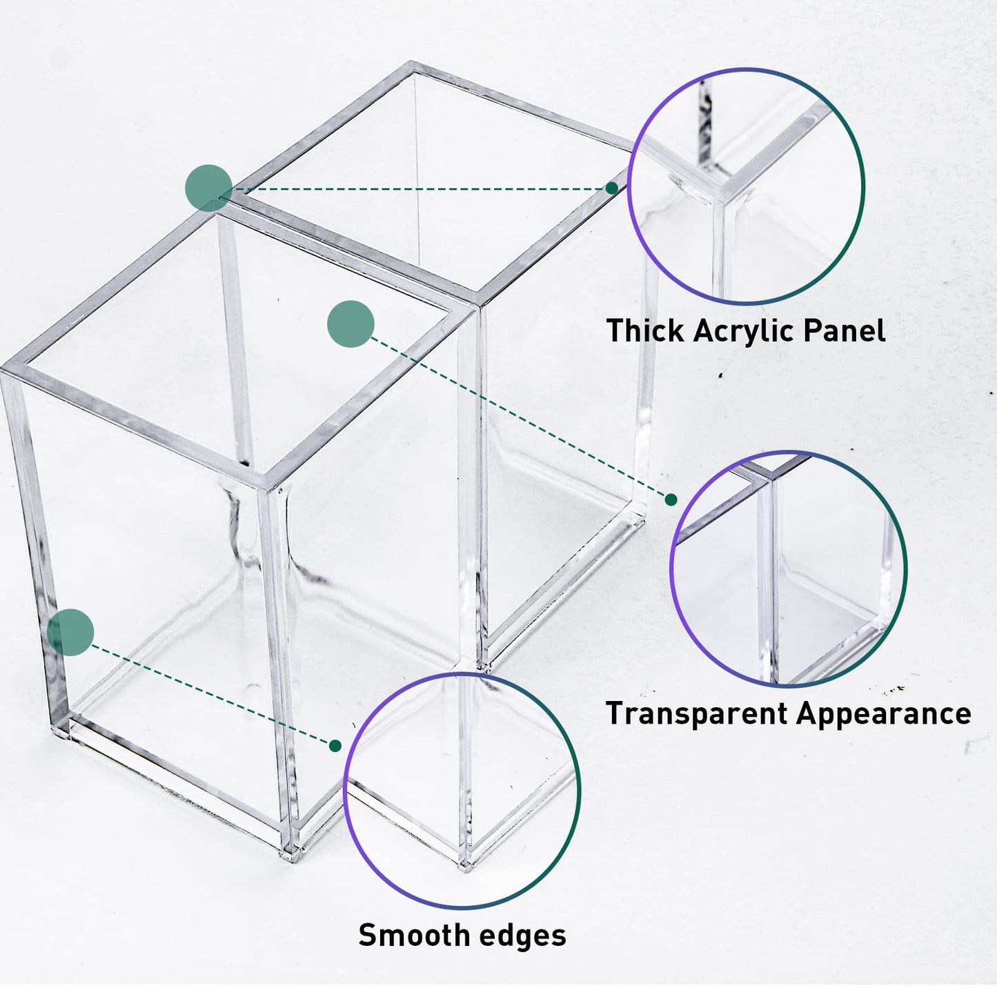 AFOROEOA 10 Pack Clear Acrylic Pen Holder Makeup Brush Holder Desktop Pencil Organizer Acrylic Pencil Cup Stationery Organizer Accessory for School Makeup Desk Office Pen Organizer
