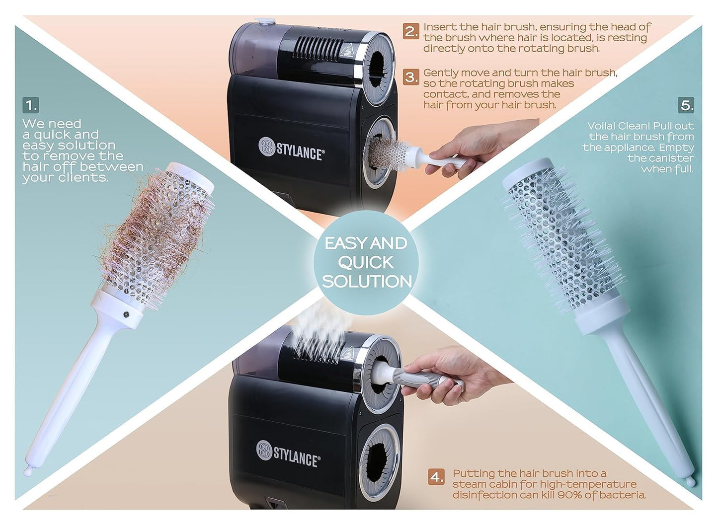Hair Brush Cleaner, Professional Electric Hair Round Brush Cleaner Machine, Hair Brush Cleaning Tool, with Funnel and Scissors for Removing Hair Dust Salon Use