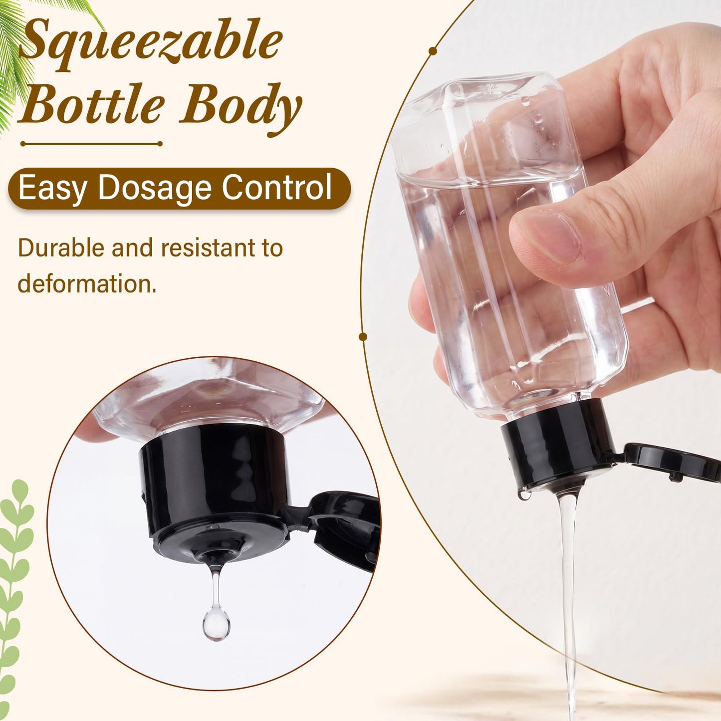 Mimorou 150 Pcs 2oz Travel Bottles Bulk Square Bottle for Toiletries Clear Small Travel Size Bottles Bulk Refillable Empty Containers for Shampoo Lotion Liquid Body Soap Cream Toiletries