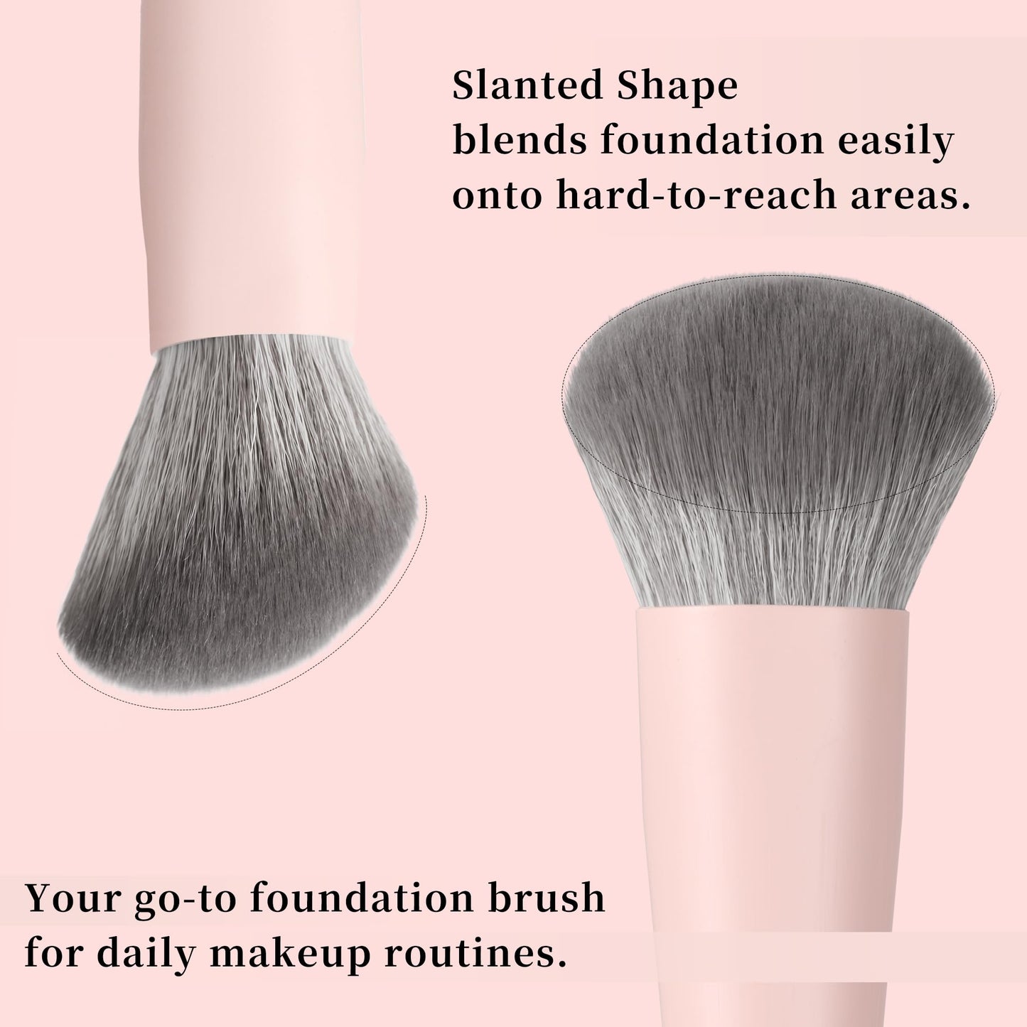REAL PERFECTION Contoured Foundation Brush, Professional Multitask Face Blending Makeup Brush, No Streaks Even Coverage, Suitable for Liquid Cream Foundation Primer Moisturizer Blush Contour Bronzer