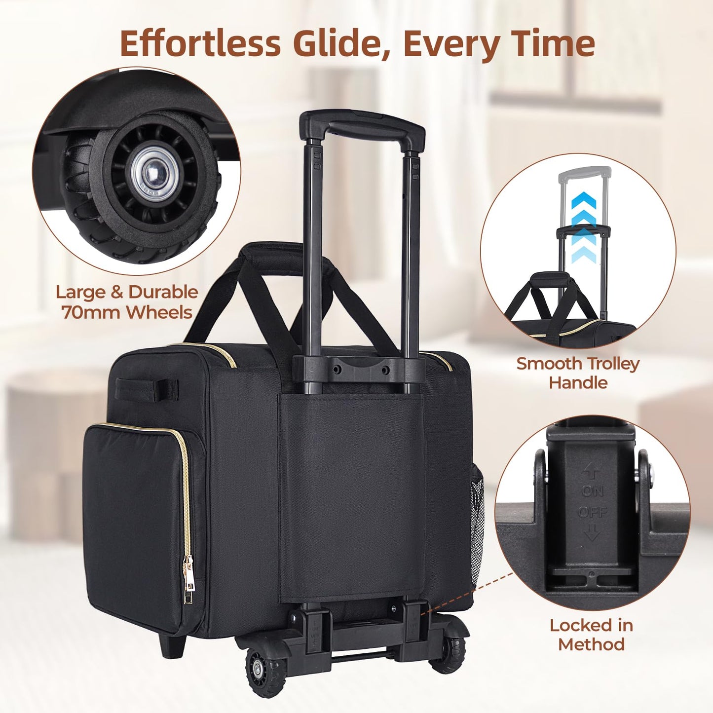 INSMEER Rolling Makeup Train Case with 3 Removable Clear Bags and 1 Shoulder Bag,Makeup Artist Hairstylists Bags Cosmetic Storage Organizer with Adjustable Dividers