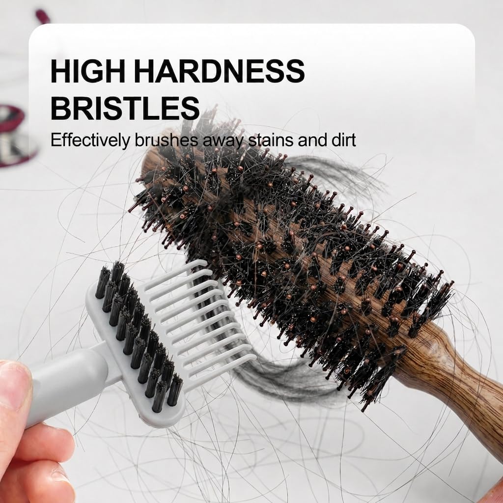 Jurrissa 2 Pack Hair Brush Cleaning Tool, 2-in-1 Cleaner Tool, Portable Cleaning Tool Set for Brush Comb Keyboard, Remover Rake for Removing Hair Dust, Home and Salon Use(Green&Grey)