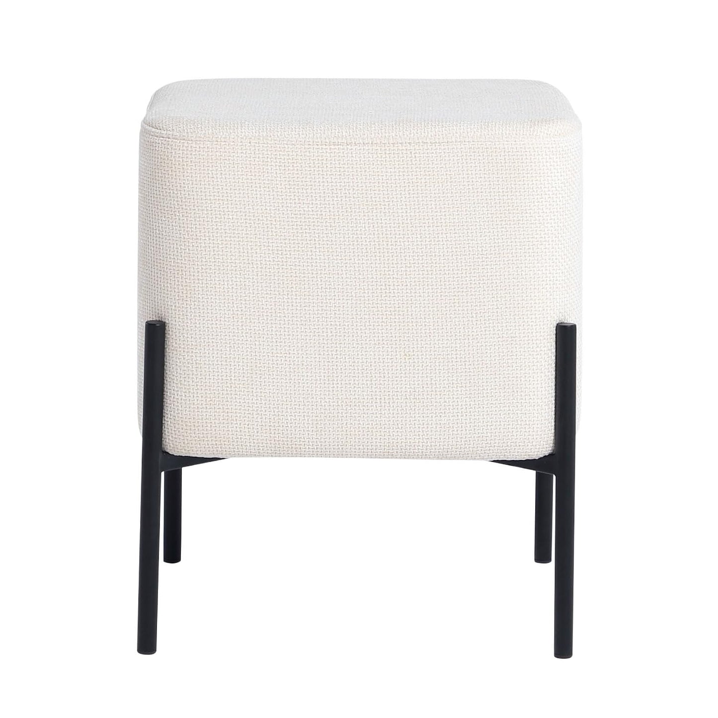 Get Set Modern Linen Ottoman Stool Vanity Stool Foot Rest Stool, Square Small Vanity Chair for Makeup Room, Footrest Stool with Metal Legs, Side Table Ottoman for Living Room, Bedroom, Walk-in Closet