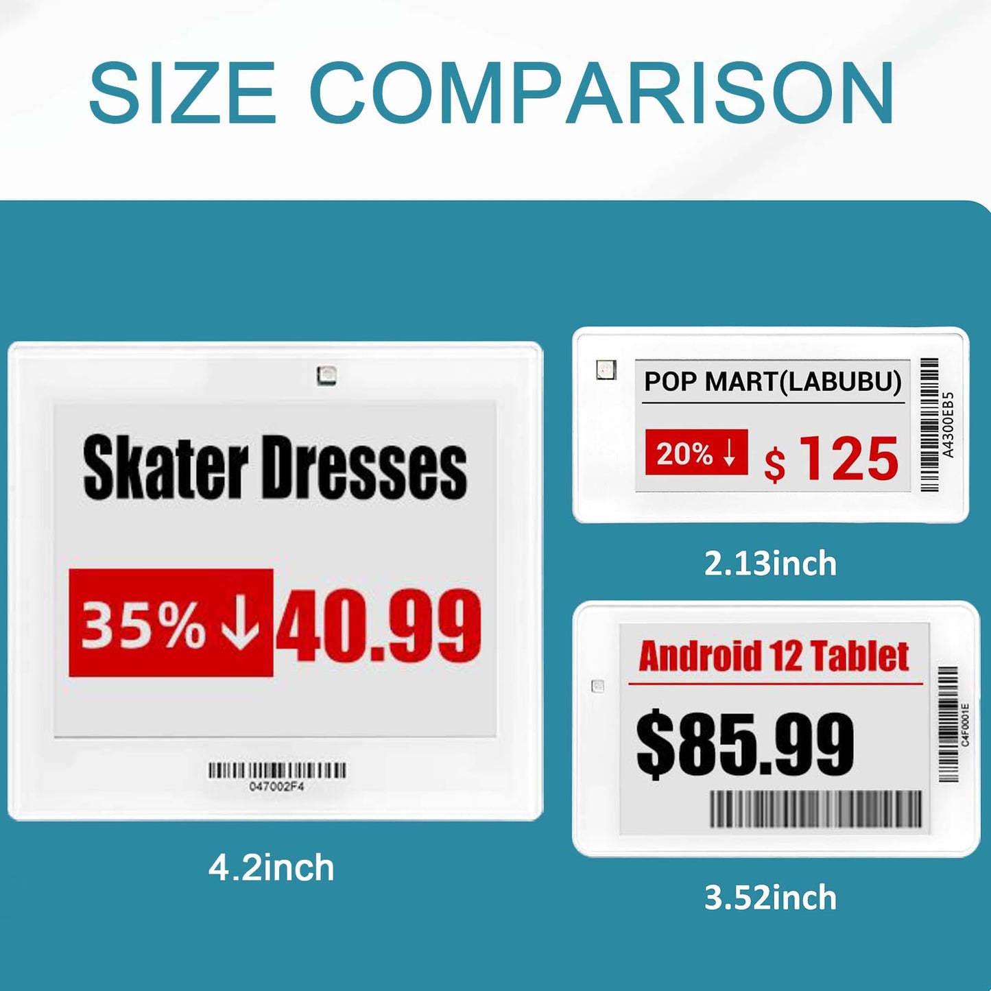 3.5 in Electronic Shelf Label, Digital Label Holders, Blank Labels, Business Signs with Android and iOS APP One Stop Solution System for Retail, Storage, Black+White+Red e Ink Screen,1pc (BLE)
