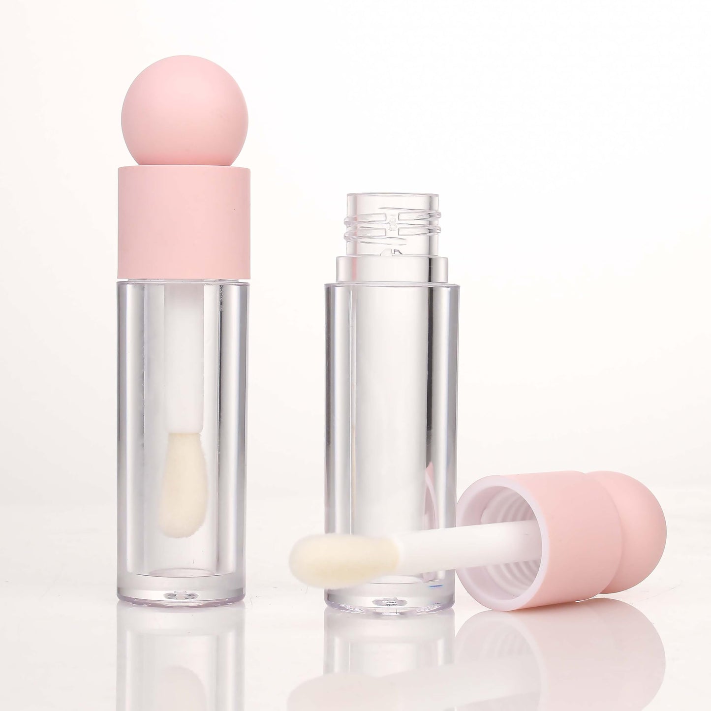 COSIDEA 16pcs Empty 5ml Pink lip gloss tubes with big wand large deo foot brush lipgloss tube container for lip oil