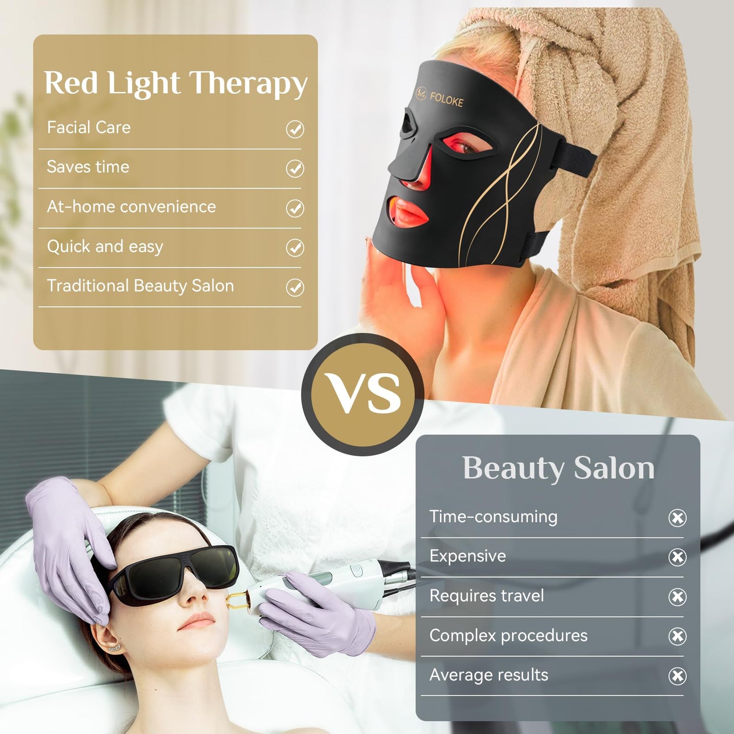 LED Light Therapy Mask Skin Care Mask, LED Red 630±5nm & NIR 830nm Wavelength for Home Use(model: MK66R-B)