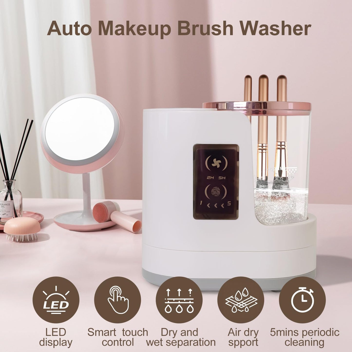 CanVrinxol 3-in-1 Automatic Makeup Brush Cleaner and Dryer, Deep Cleaning & Drying, Fits All Brush Sizes, Perfect Electric Cleaning System Gift for Makeup Lover