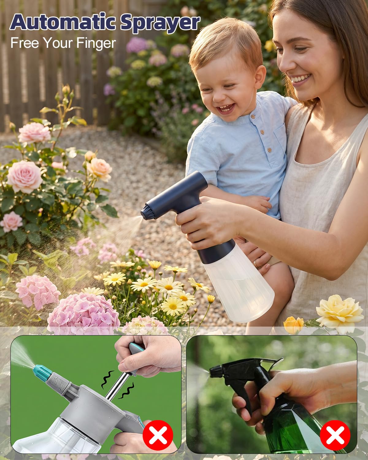 Wedama Electric Spray Bottle, 17 oz Empty Spray Bottles Automatic Spray Bottle Continuous Spray Bottle Rechargeable Sprayer with Adjustable Nozzle for Cleaning, Plant, Hair, Skincare, Pet (1 Pack)