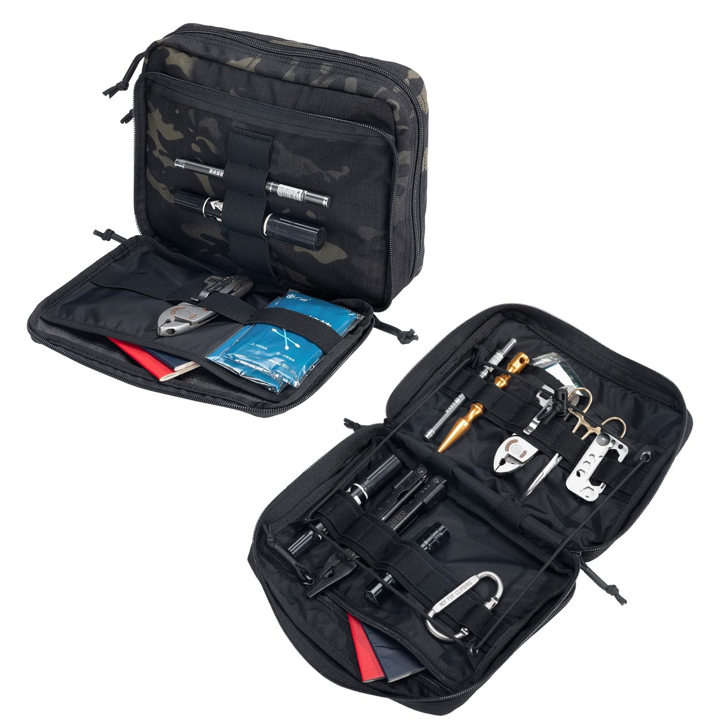 EXCELLENT ELITE SPANKER Tactical Molle Admin Pouch Utility Organizer EDC Medical Bag Utility EDC Tool Pouch with Shoulder Strap Attachment Pouches Waist Bag (Multicam Black)