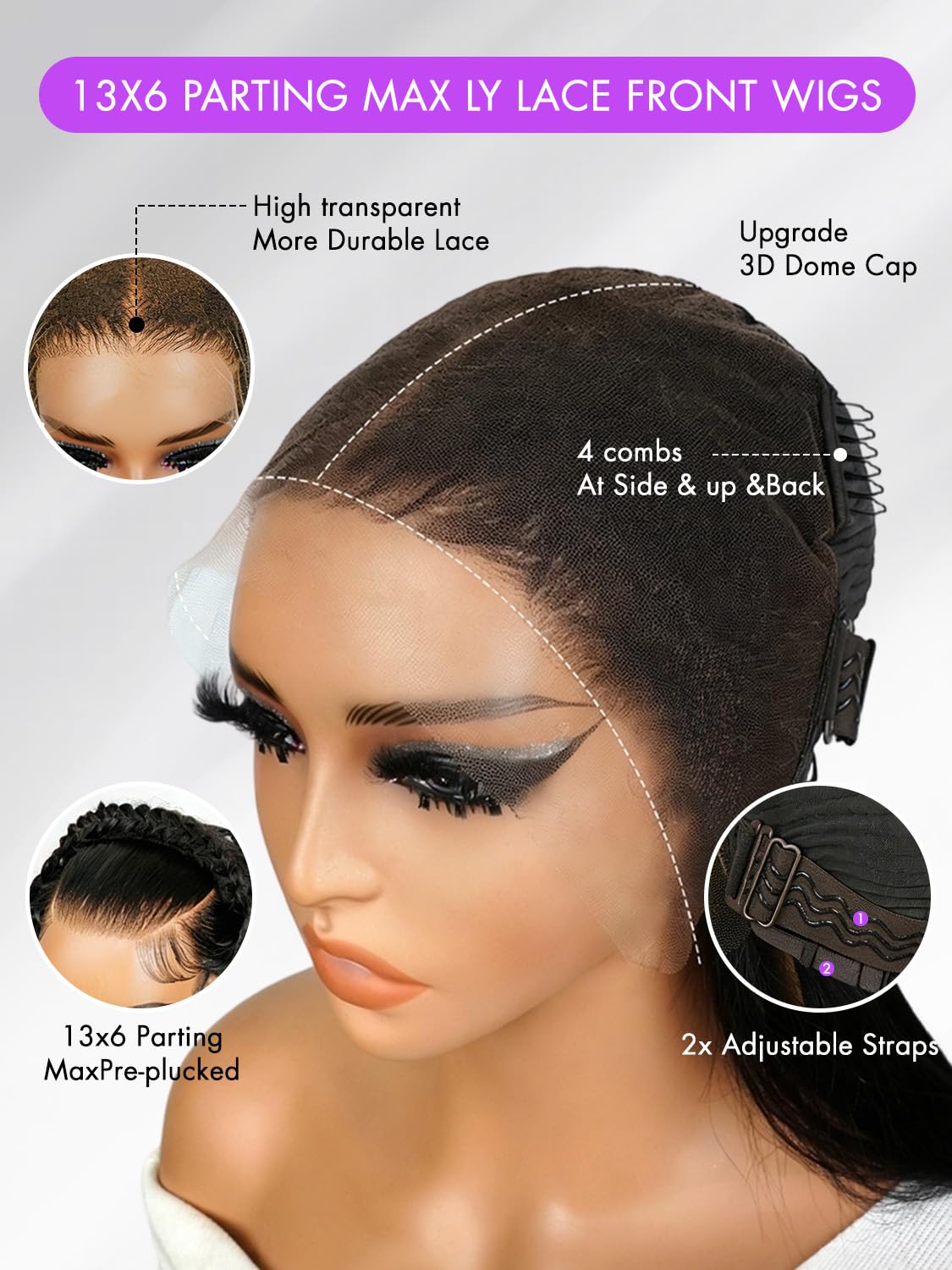 Jiediee 13x6 Lace Front Wigs Human Hair 30 Inch Straight Wigs Human Hair Lace Front Wigs for Women 200% Density Natural Black Wig HD Transparent Lace Closure Wigs Human Hair