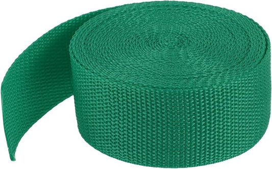 MECCANIXITY Lightweight Polypropylene Webbing Strap 1 1/2" 5 Yard Backpack Strapping Band Green for Outdoor Luggage Cargo Straps