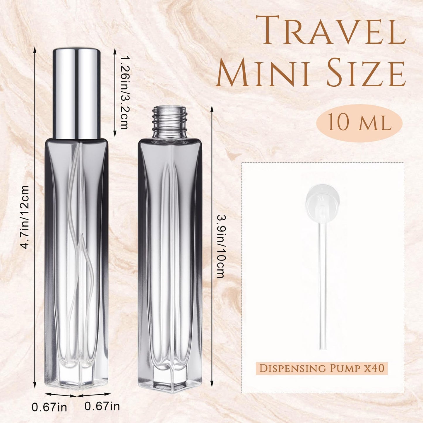 Domensi 40 Pcs 10/15/20/30 ml Perfume Travel Refillable Glass Bottles Spray Bottle Perfume Atomizer for Cologne Dispenser Leak-proof Fragrance Bottles Atomizer Pump Kit (10 ml,Fresh Color)