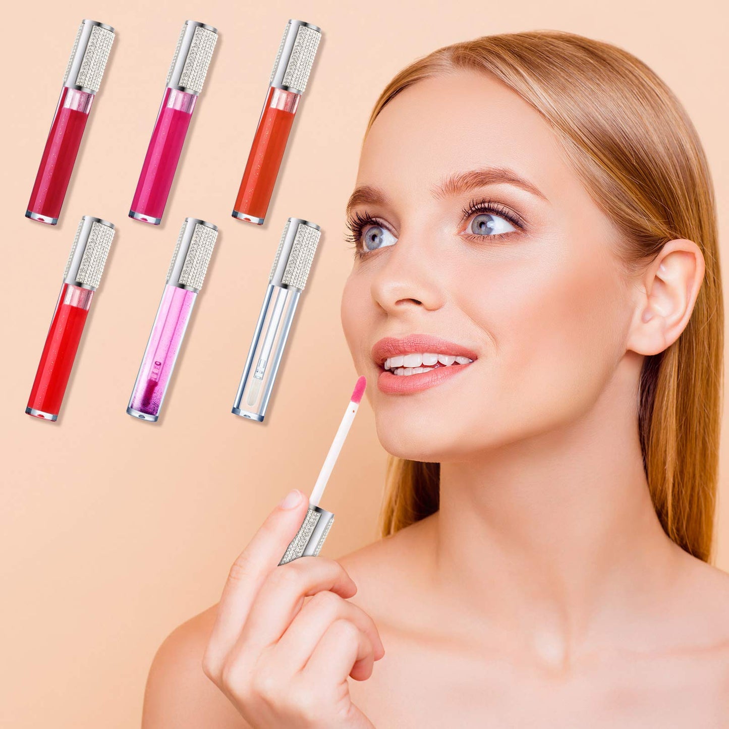 Patelai 12 Pcs 5 ml Rhinestone Lip Gloss Tubes Crystal Lip Balm Tubes for Empty Bottles Refillable Rhinestone Container Plastic Cosmetic Bottles