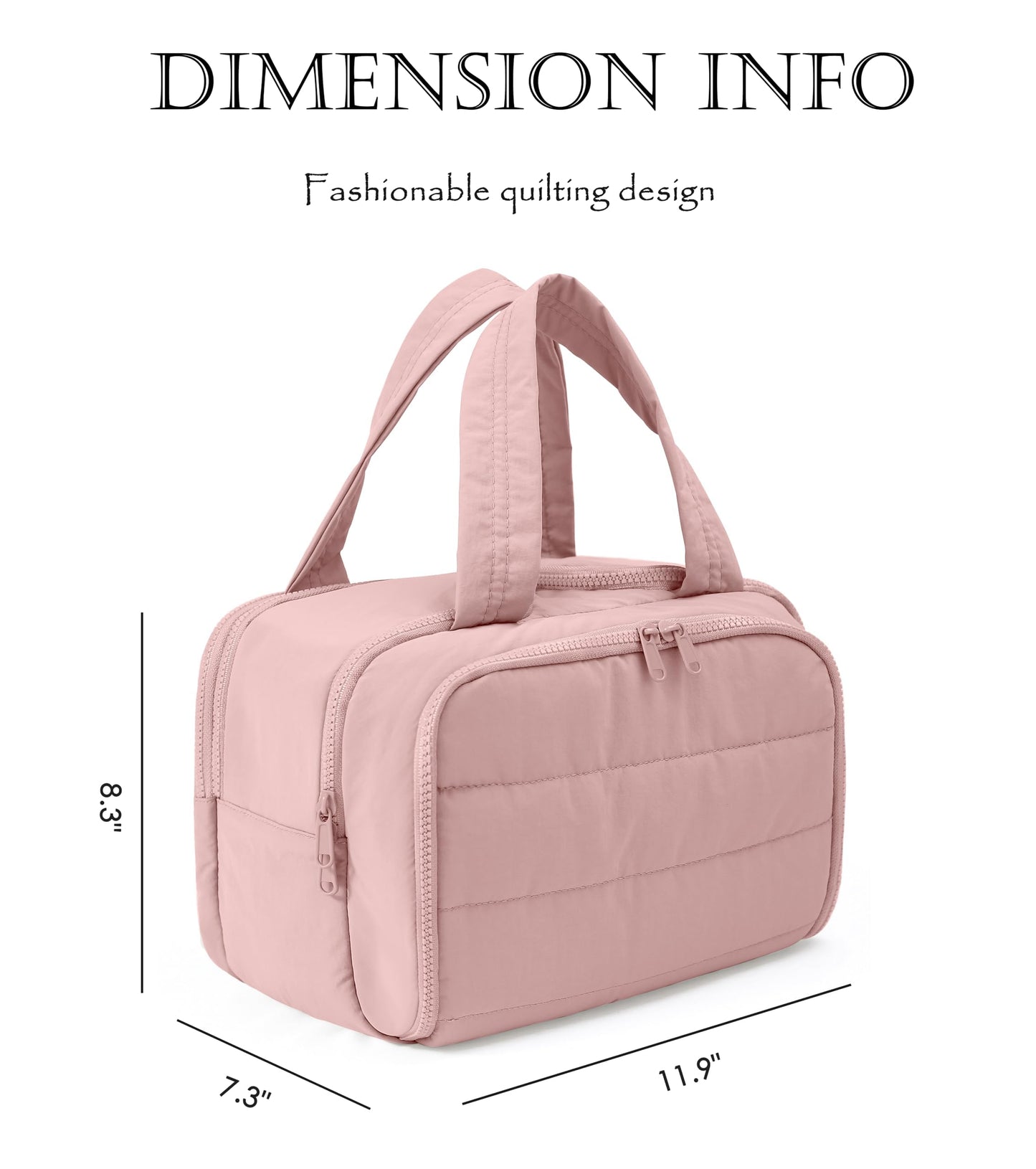 XKIILH Travel Toiletry Bag for Women, Large Lightweight Puffy Makeup Bag, Wide-open Wet-Dry Separation Organizer with Multi-Pocket & Carry Handle for Toiletries, Cosmetics, Essentials, Dark Pink