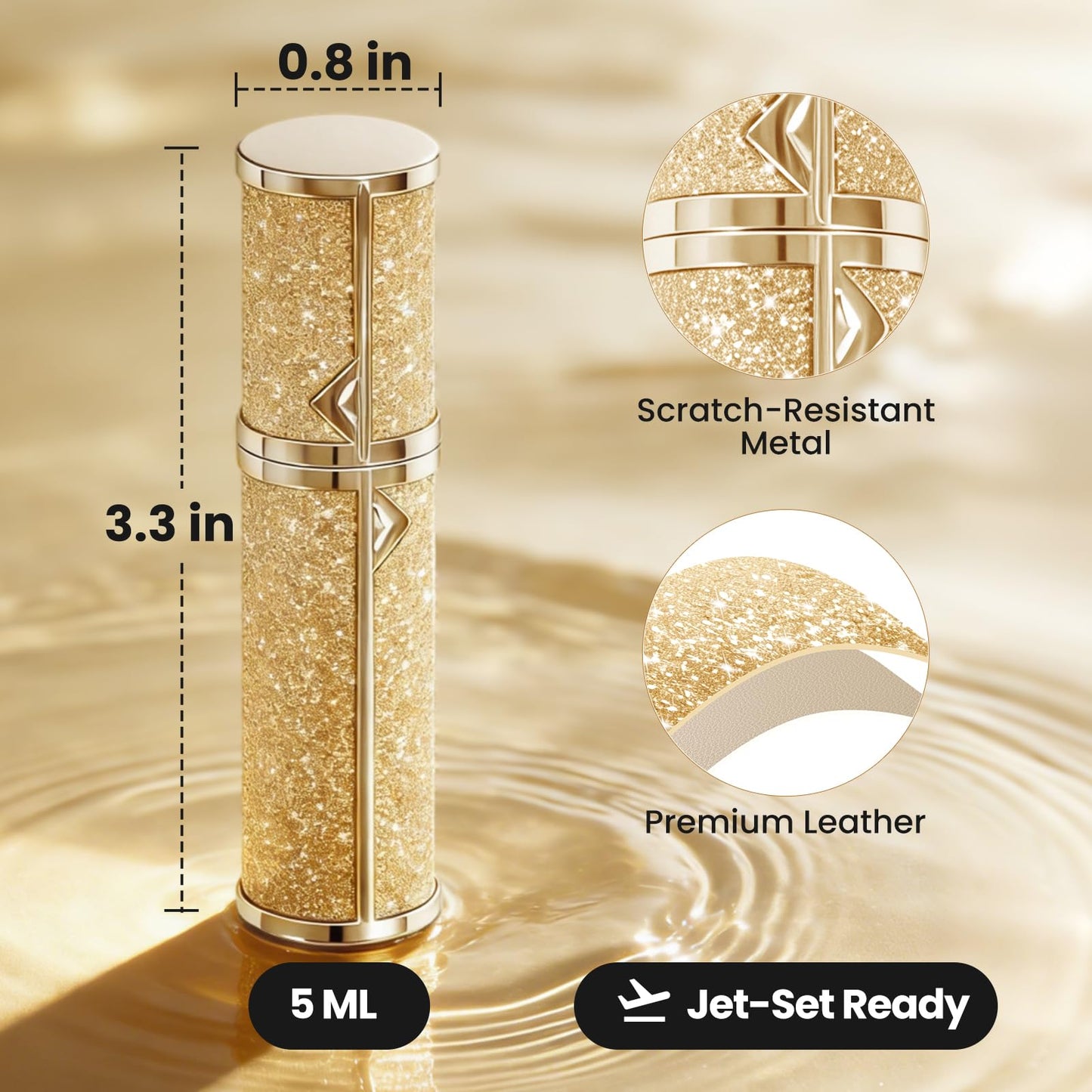 EZEJIAO Travel Perfume Bottle Refillable 3PCS, Leak-Proof TSA Perfume Travel Bottle, Luxury Refillable Perfume Atomizer Portable Perfume Sprayer for Women & Men