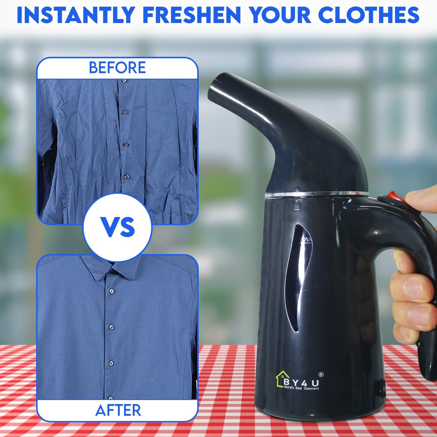 Handheld Steamer for Clothes Garment Powerful Steamer Wrinkle Remover, Easy to Use for Home and Trave Black