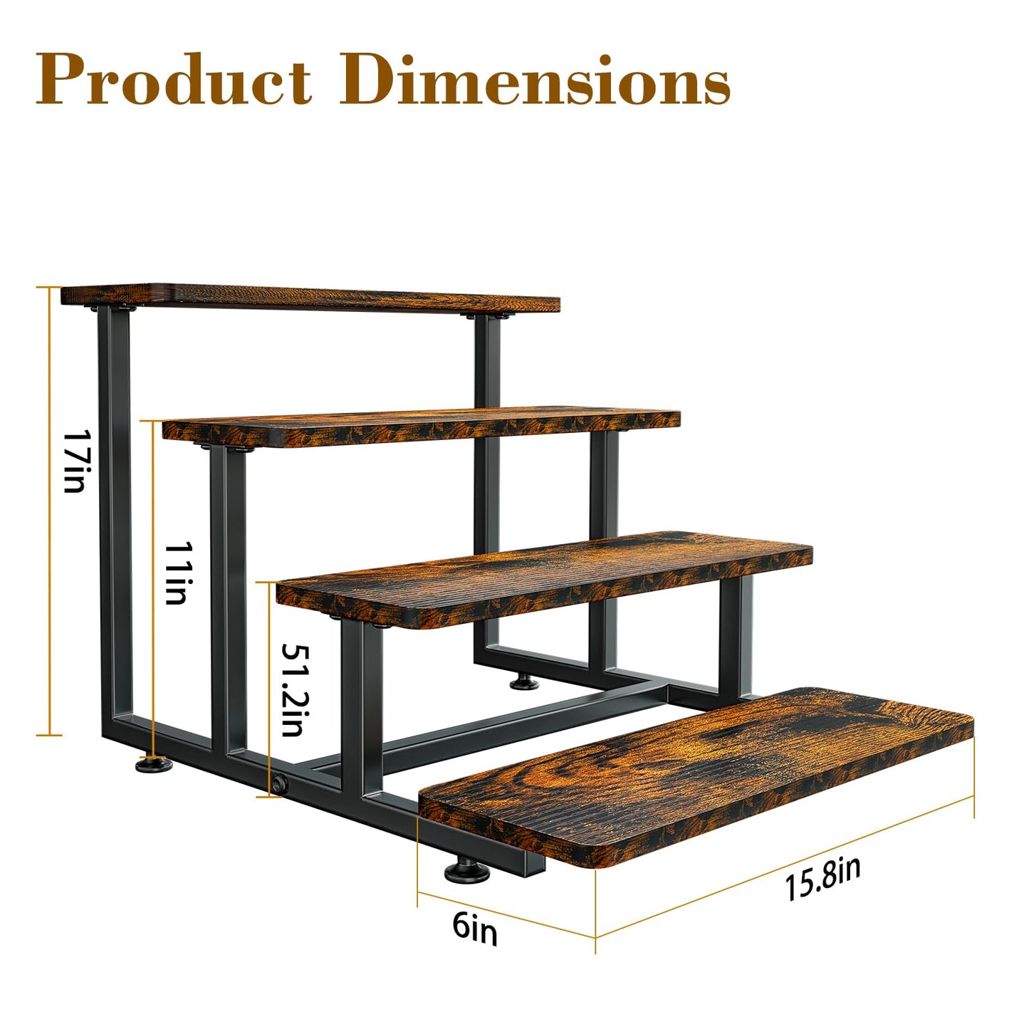 Cupcake Stand for 50 Cupcakes, 4 Tier Wooden Risers Display Stands Stepped Dessert Table Display Set with Metal Frame Tiered Tray Stand Serving Trays for Party Farmers Market Display