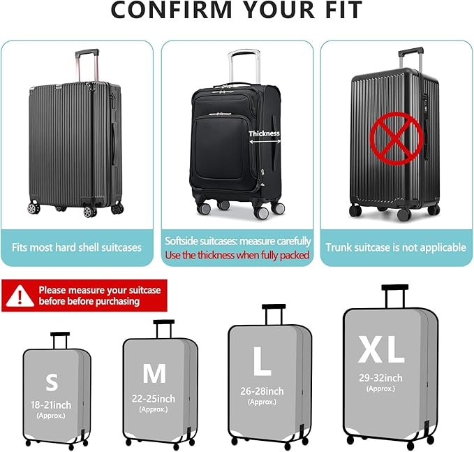 Travelkin Luggage Cover Washable Suitcase Cover Suitcase Protector Anti-scratch Suitcase cover Fits 18-32 Inch Luggage