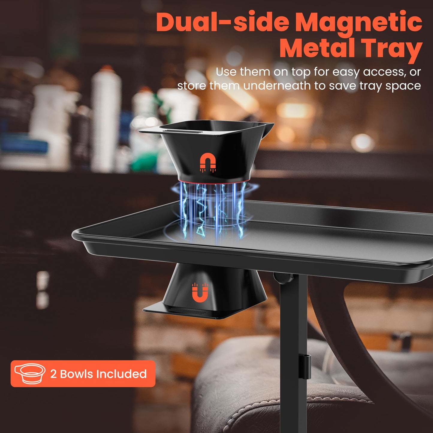 TASALON Chair Mounted Hair Tray with Bowls and Dryer Holder