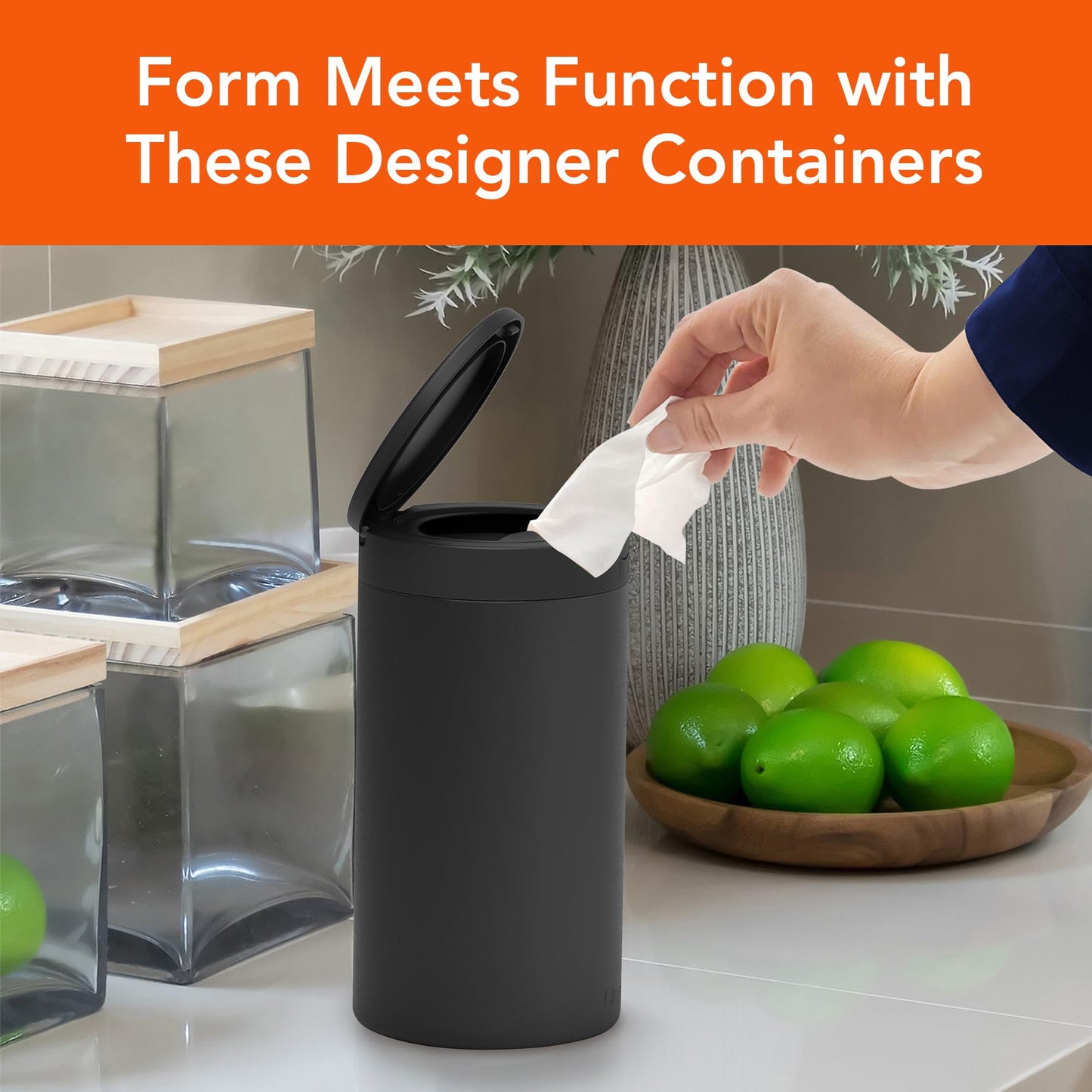 Spectrum Disinfecting Wipes Container Refillable Stainless Steel Wipe Holder for Bathroom Kitchen School Classroom, Reusable Push Button Wet Wipe Dispenser for Disinfect Cleaning Countertop, Black