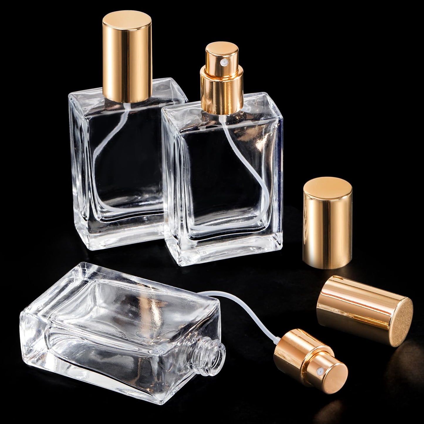 Foraineam 12 Pack 1 oz / 30ml Clear Glass Perfume Bottle, Refillable Empty Fine Mist Atomizer Spray Bottles, Portable Square Perfume Atomizer Bottles for Fragrance, Lotion, Essential Oil