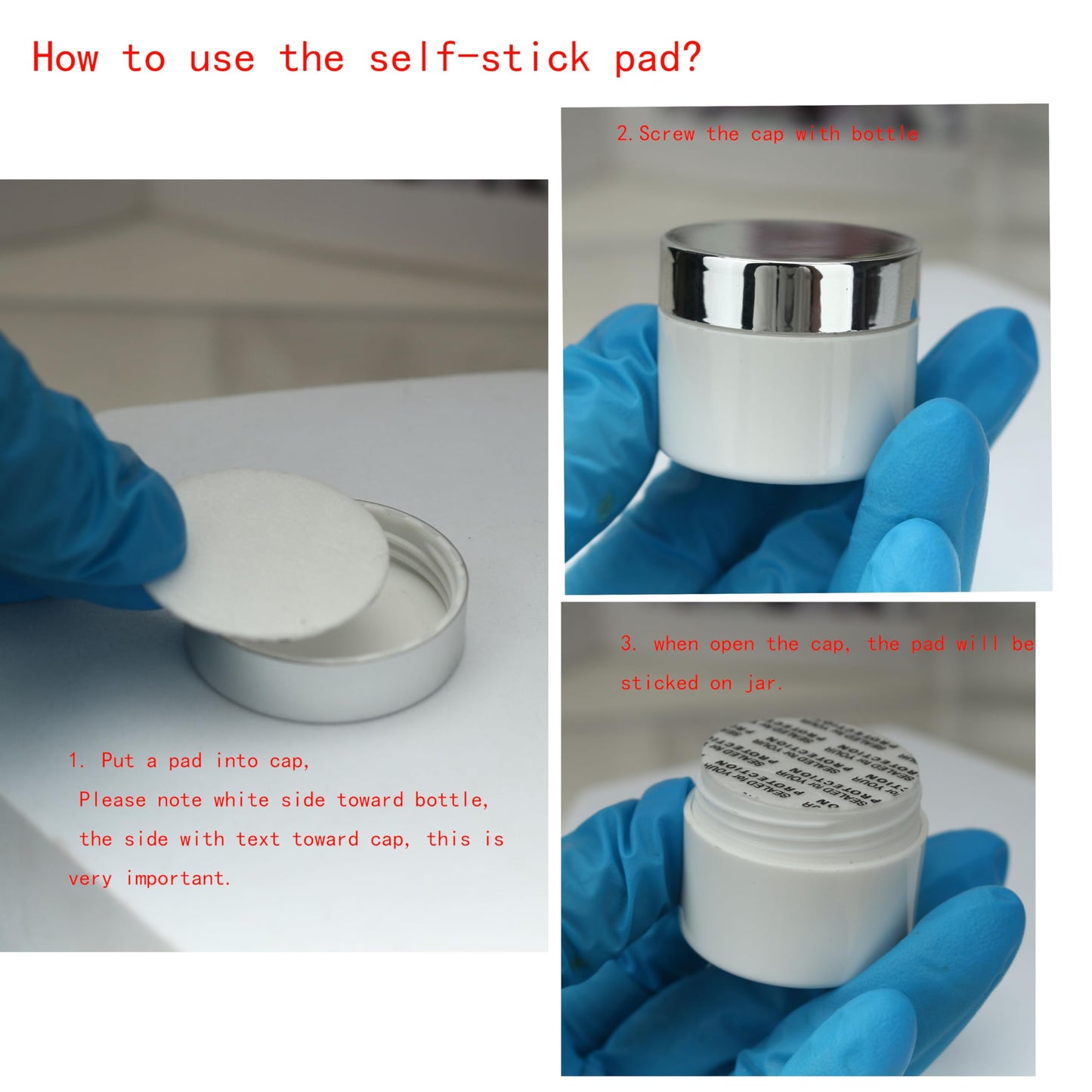 COSIDEA 24pcs 5g Empty Round plastic lip balm jars white pot for refill cream with silver cap and self-seal pad