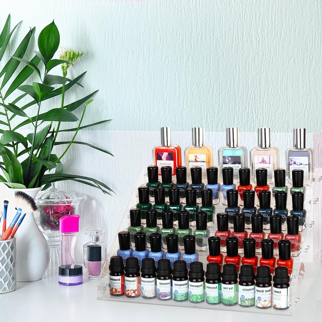 Kingtaily Organizer Rack Stand Holder Large Capacity Acrylic Clear 6 Layers for Nails Polish Essential Oil Lipstick Sunglasses