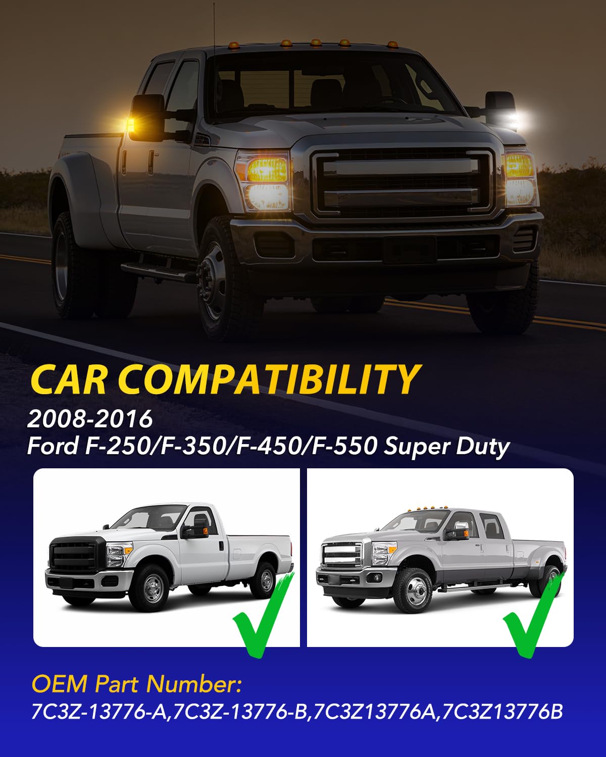 AUTOONE LED Sequential Switchback Side Mirror Marker Lights For 2008-2016 F250 F350 F450 F550 Super Duty, White Running Parking Light & Dynamic Amber Turn Signal Light, Smoke Lens, 2PCS