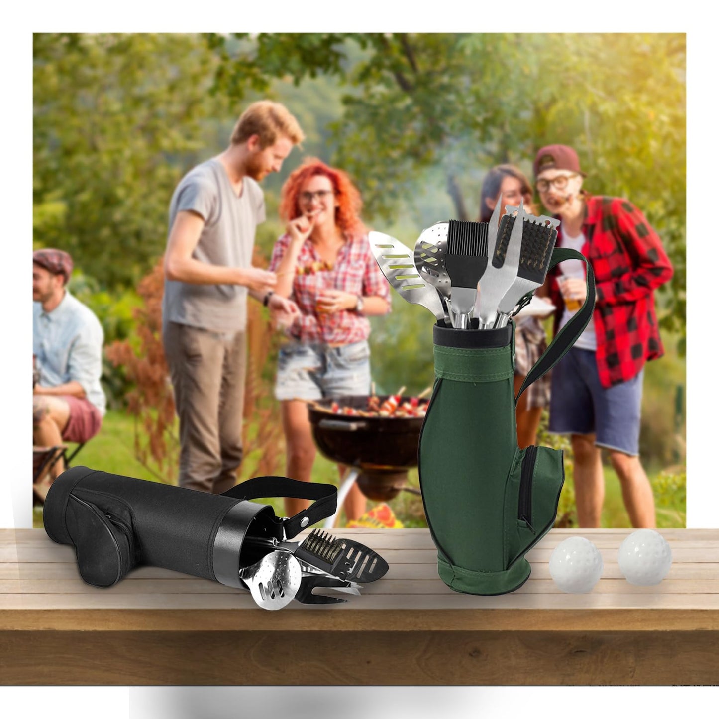 Jishi 8pcs Golf BBQ Grill Accessories Grilling Gifts for Men Golfers Stocking Stuffers for Men, Dad Gifts from Daughter Son, Funny Christmas Golf Gifts for Men Unique Barbecue Tool Set Camping Gadgets