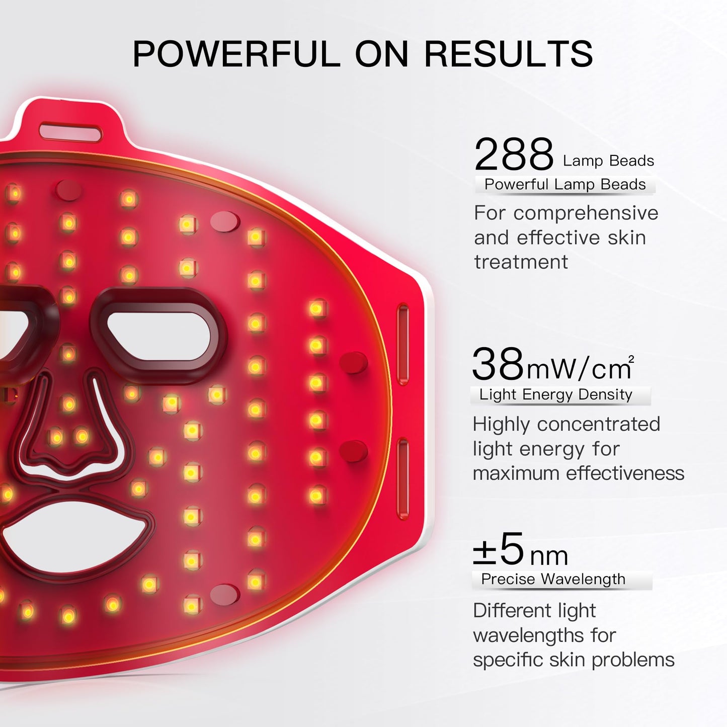 IBORRIA Red Light Therapy for Face, LED Face Mask Infrared Light Anti-Aging, 3 Modes for Blue & Yellow LED for Home, Yoga, Skincare, 2500mAh Rechargeable Remote Control, Adjustable Straps, Silicone