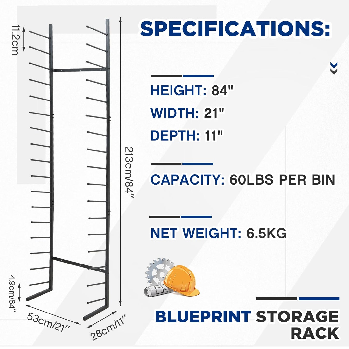 Gisafai 9/17 Tier Wall Mount Blueprint Storage Rack Hanging Vinyl File Roll Poster Display Rack Vertical Art Print Blueprint Holder for Plan Organization(84 x 21 x 11 Inches)