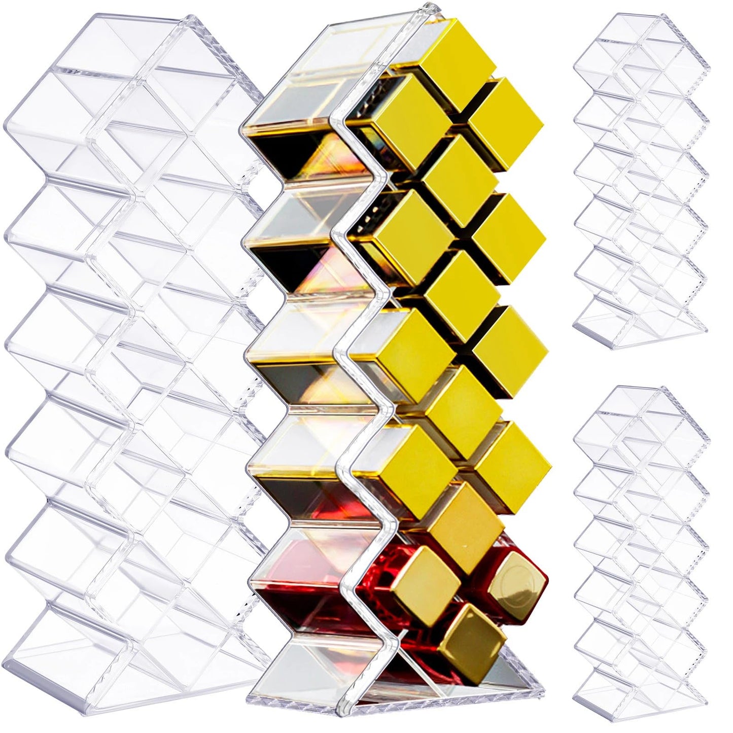 6 Pack Acrylic Lipstick Holder Organizer 96 Slots Clear Lip Gloss Holder Organizers Stackable Fish Shape Lipsticks Tower Lipstick Case Display Stand Storage Box for Makeup Cosmetic Vanity drawer