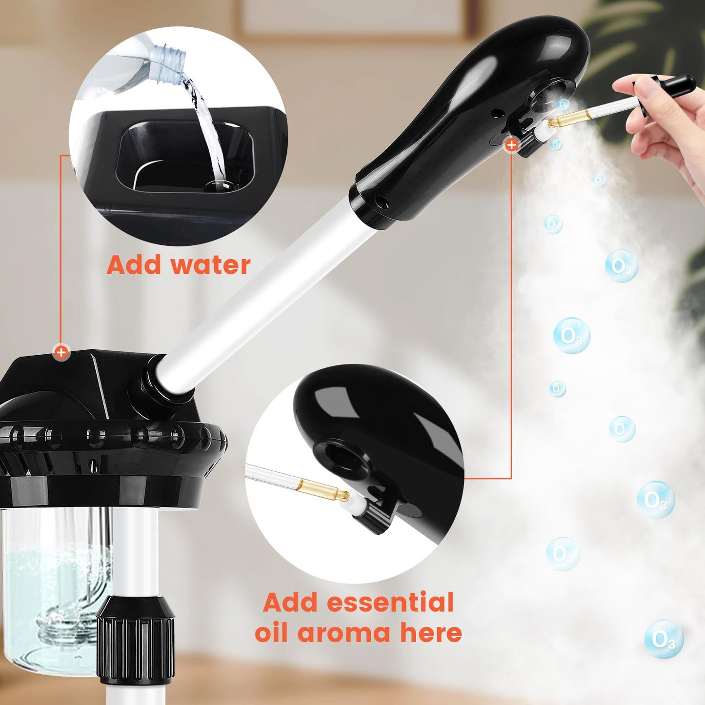 Professional Facial Steamer, Face Steamer on Wheels, SPA Ozone Nano Steamer for Facials