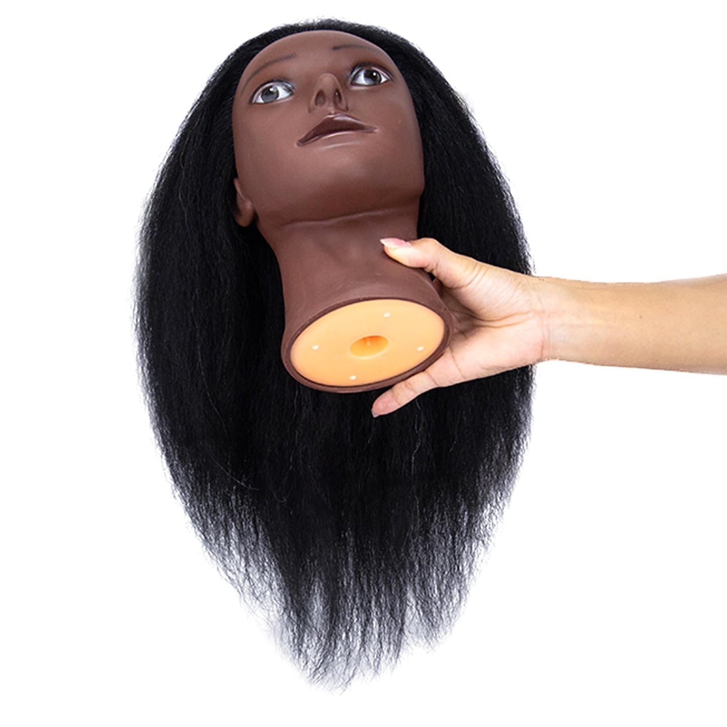 16 Inch 100% Real Hair Mannequin Head Training Head Cosmetology Manikin Doll Head For Hairdresser Practice Braiding Hair styling with Free Clamp Holder