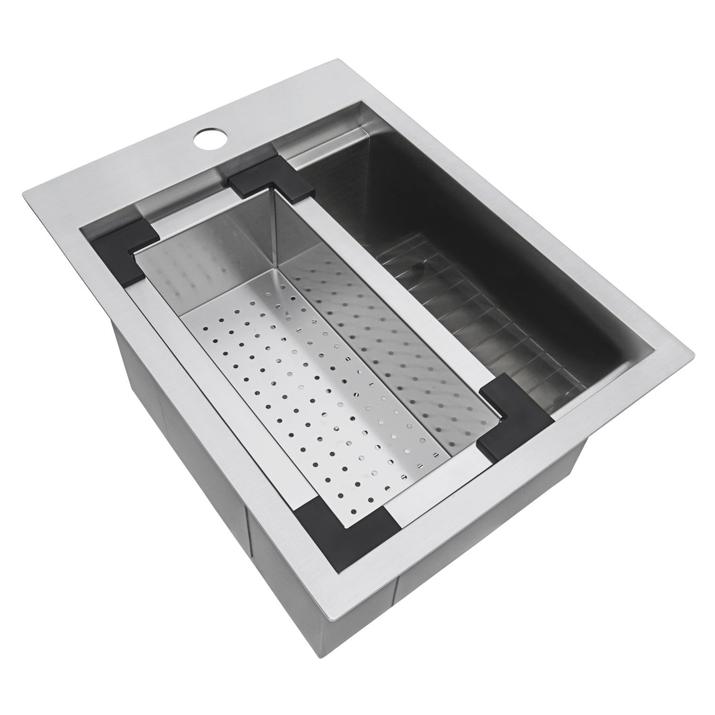 Ruvati 15 x 20 inch Workstation Drop-in Topmount Bar Prep RV Camper Van Sink 16 Gauge Stainless Steel - RVH8210