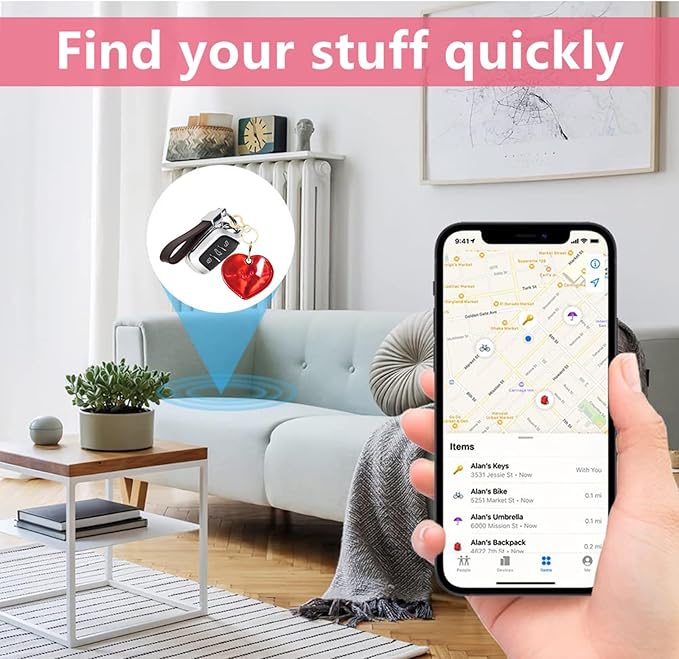 Leather Keychain Holder Case Compatible with AirTag,Cute Protective Shiny Charm Cover with Keyring,Anti-Scratch Finder GPS Tracker Case for Wallet Keys,Bag,Pets(Heart)