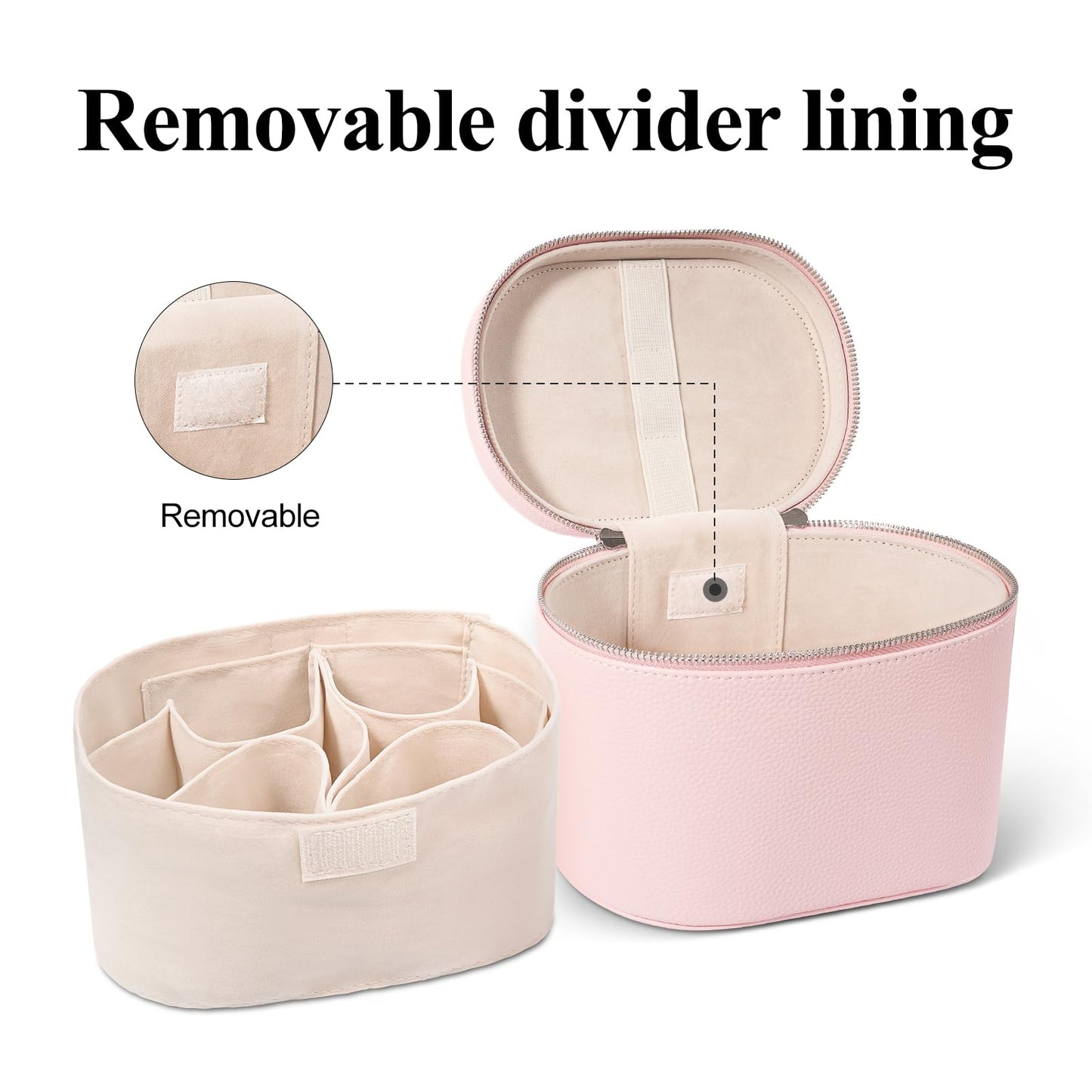 honitty Makeup Bag, Travel Make up Case with Compartments and Handle, Portable Cosmetic Organizer Bags,Toiletry Bag for Women