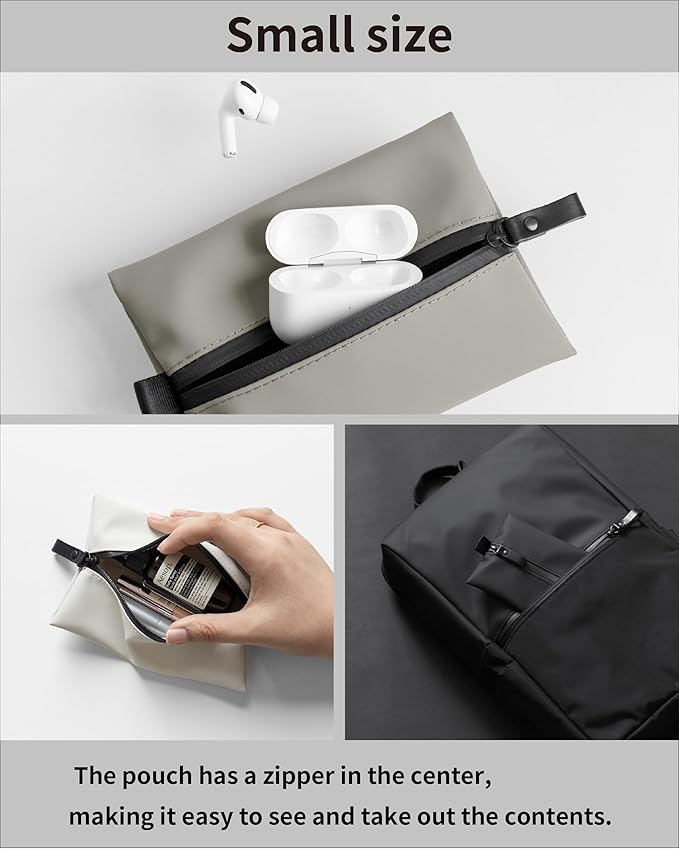 Water-Resistant Zipper Pouch, Made in Japan, Compact Organizer for Cords & Essentials, Multipurpose Bag for Cosmetics, Travel Accessories & Toiletries, Eco & Durable Materials, TOFTPOUCH, Small, Black