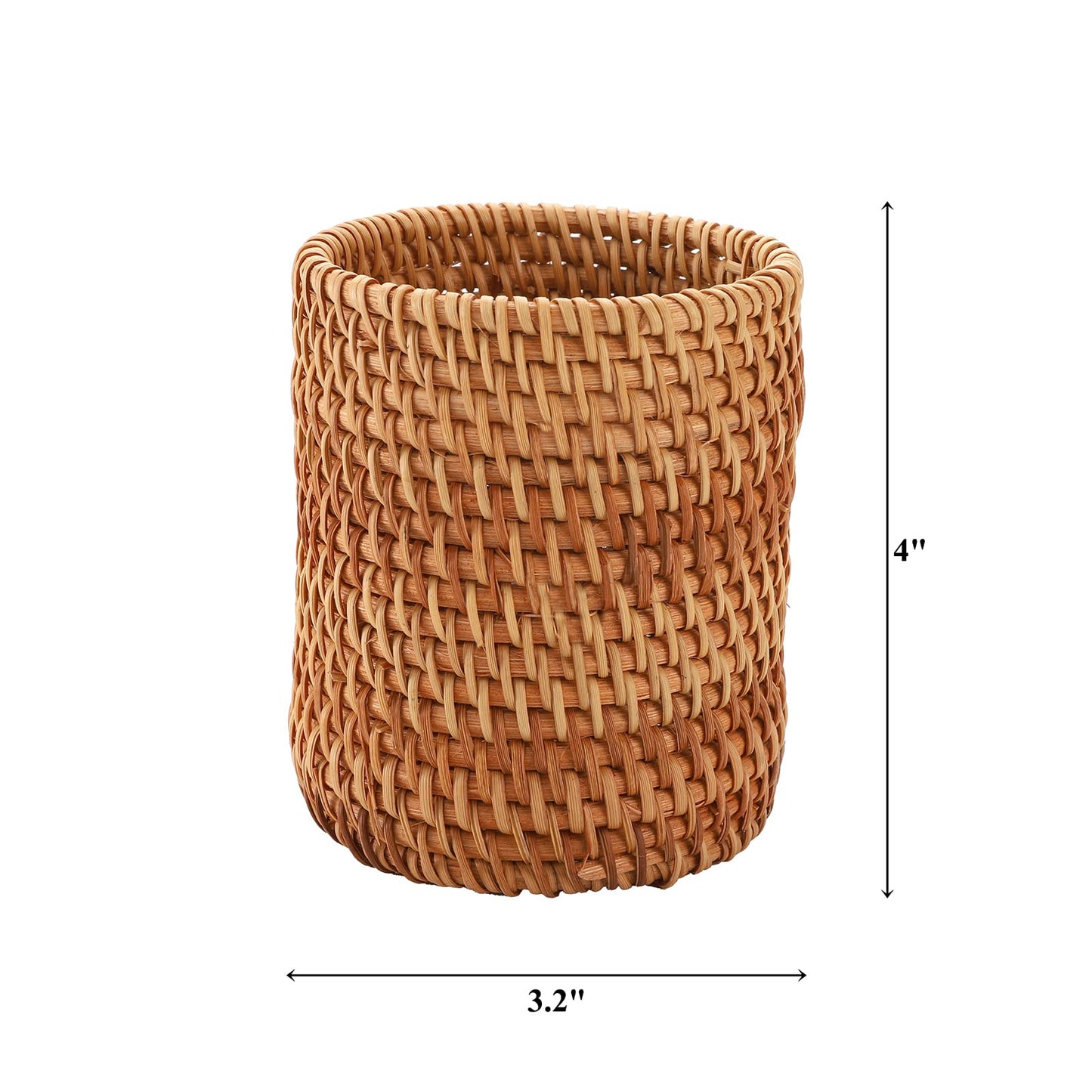 Okllen 2 Pack Rattan Pencil Holder, Handmade Wicker Pen Cup Makeup Brushes Holder, Woven Vine Desk Organizer Pen Container Box for Office & Home Desktop, Kitchen Utensil Cutlery, Cylinder