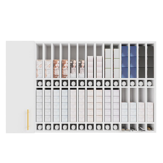 OmySalon Wall Mounted Salon Station, Cabinet with Hair Color Rack, Salon Color Rack Organizer with Adjustable Shelves, Barber Hair Dye Display for Hair Stylist, White