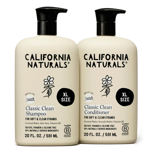 California Naturals Classic Clean Toasted Coconut Shampoo and Conditioner Set, Hair Care for Women & Men, Natural, Vegan, Cruelty, Silicone, Paraben, and Sulfate Free Shampoo, Color Safe, 20 Fl Oz