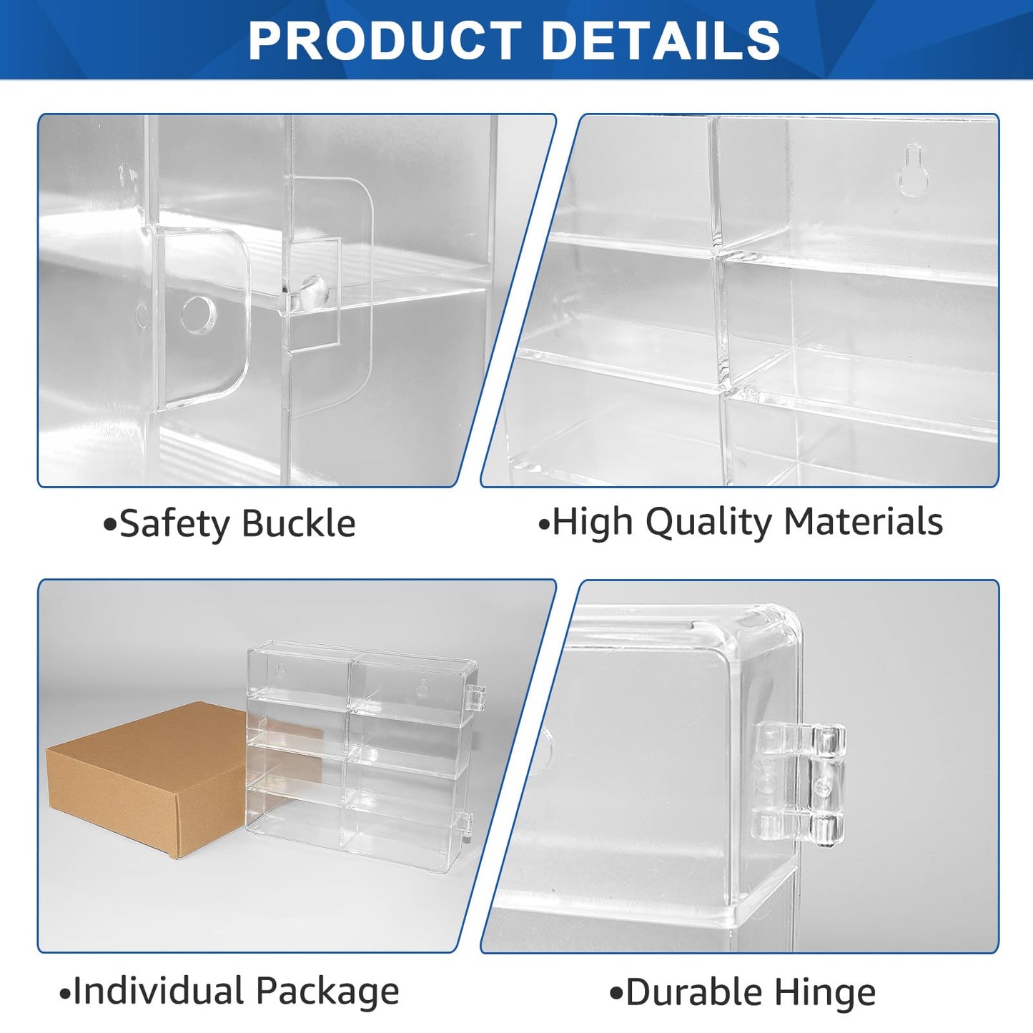 CHONOVO Clear 1/64 Toy Car Display Case for Matchbox Hot Wheels Car, 4 Pack