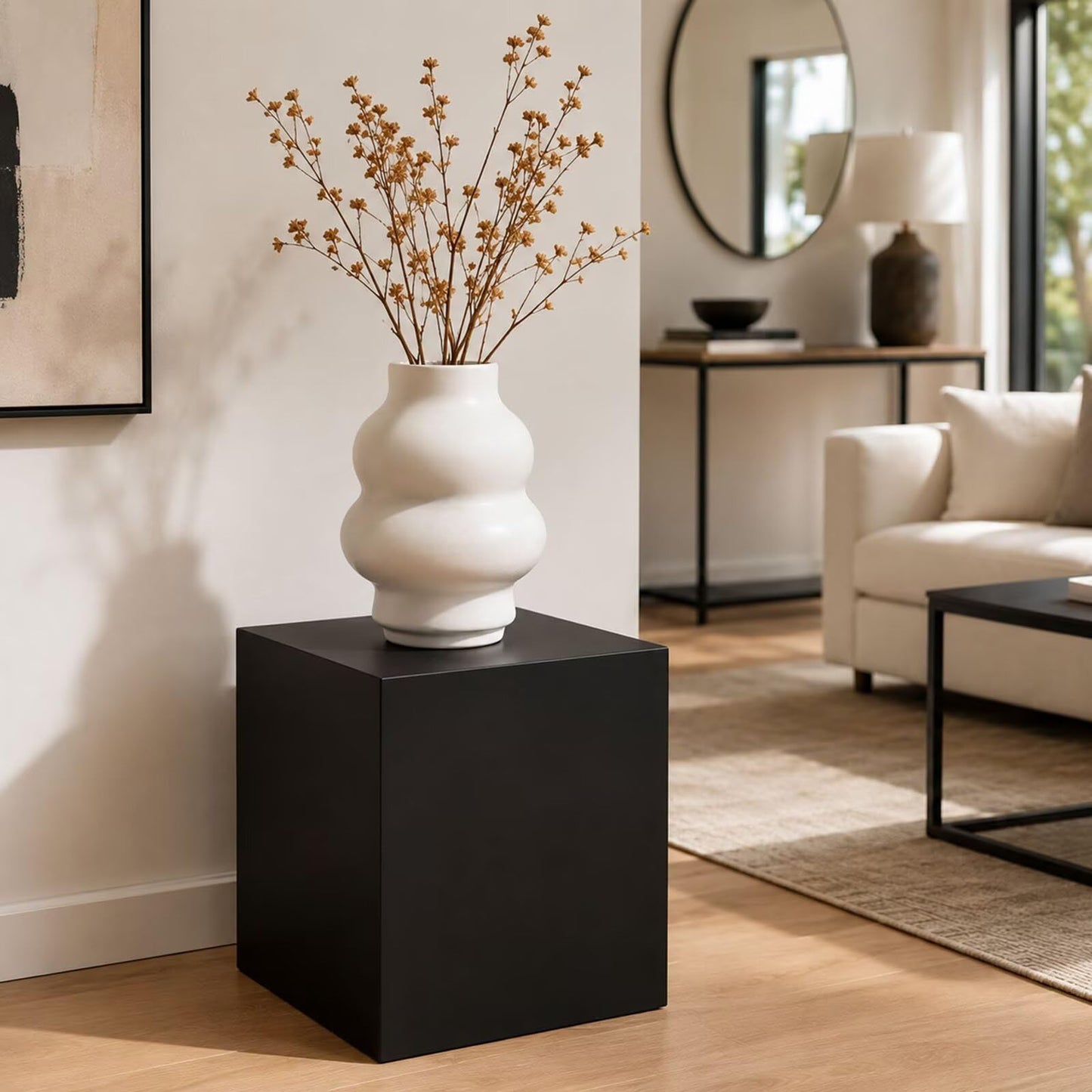 Black Display Pedestal Stand-Matte Mdf edestal Stand 15.8"*15.8"*43.3"