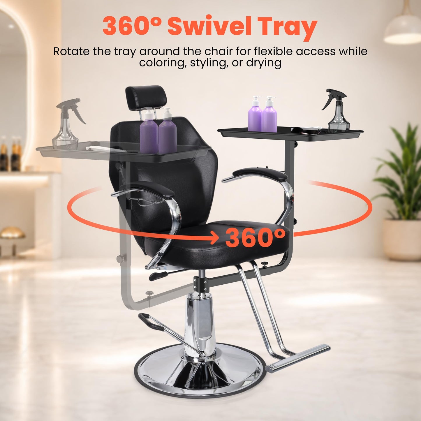 TASALON Chair Mounted Hair Tray with Bowls and Dryer Holder