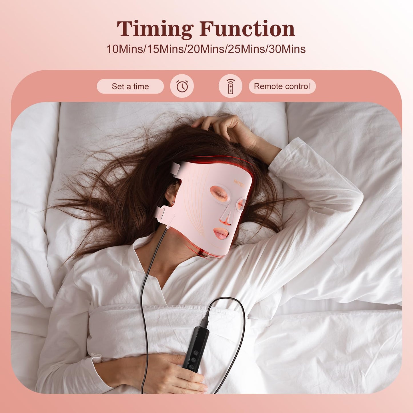 Red Light Therapy Mask for Face, 2000mAh Rechargeable Portable LED Mask