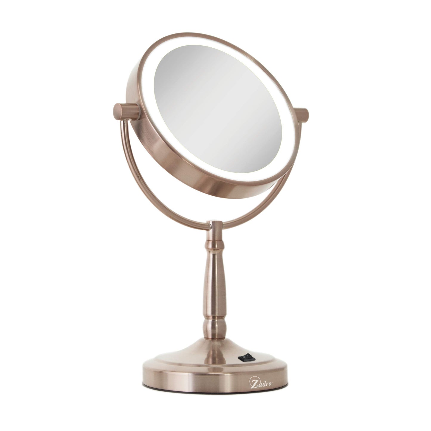 Zadro 9" Round LED Makeup Mirror with Lights and Magnification 5&10X/1X AA Battery Operated Swivel Lighted Makeup Mirror