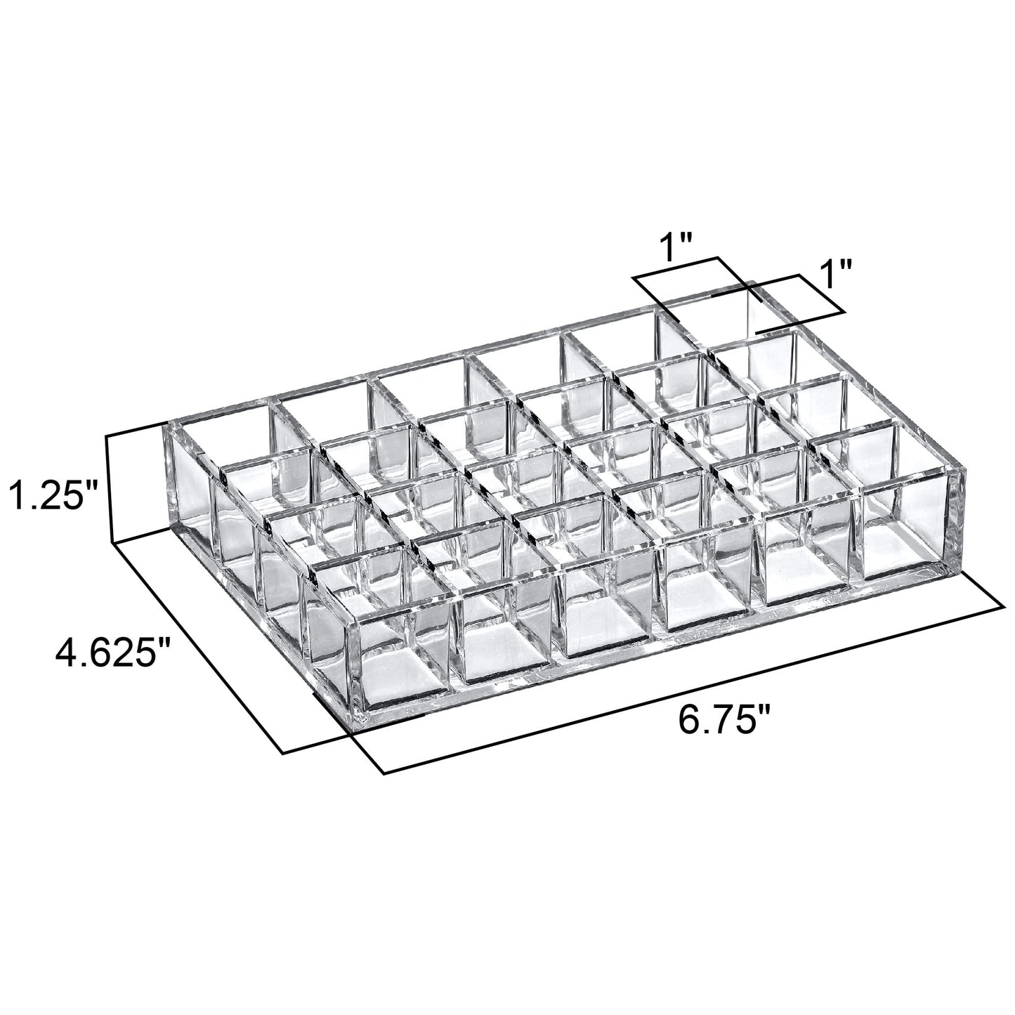 Amazing Abby - Allure - 2-Pack 24-Slot Acrylic Lipstick Organizer, Lipstick Holder, Lip Gloss Holder, Cosmetic Storage Display, Perfect Storage Solution for Drawer and Vanity (Slot Size: 1.0" x 1.0")