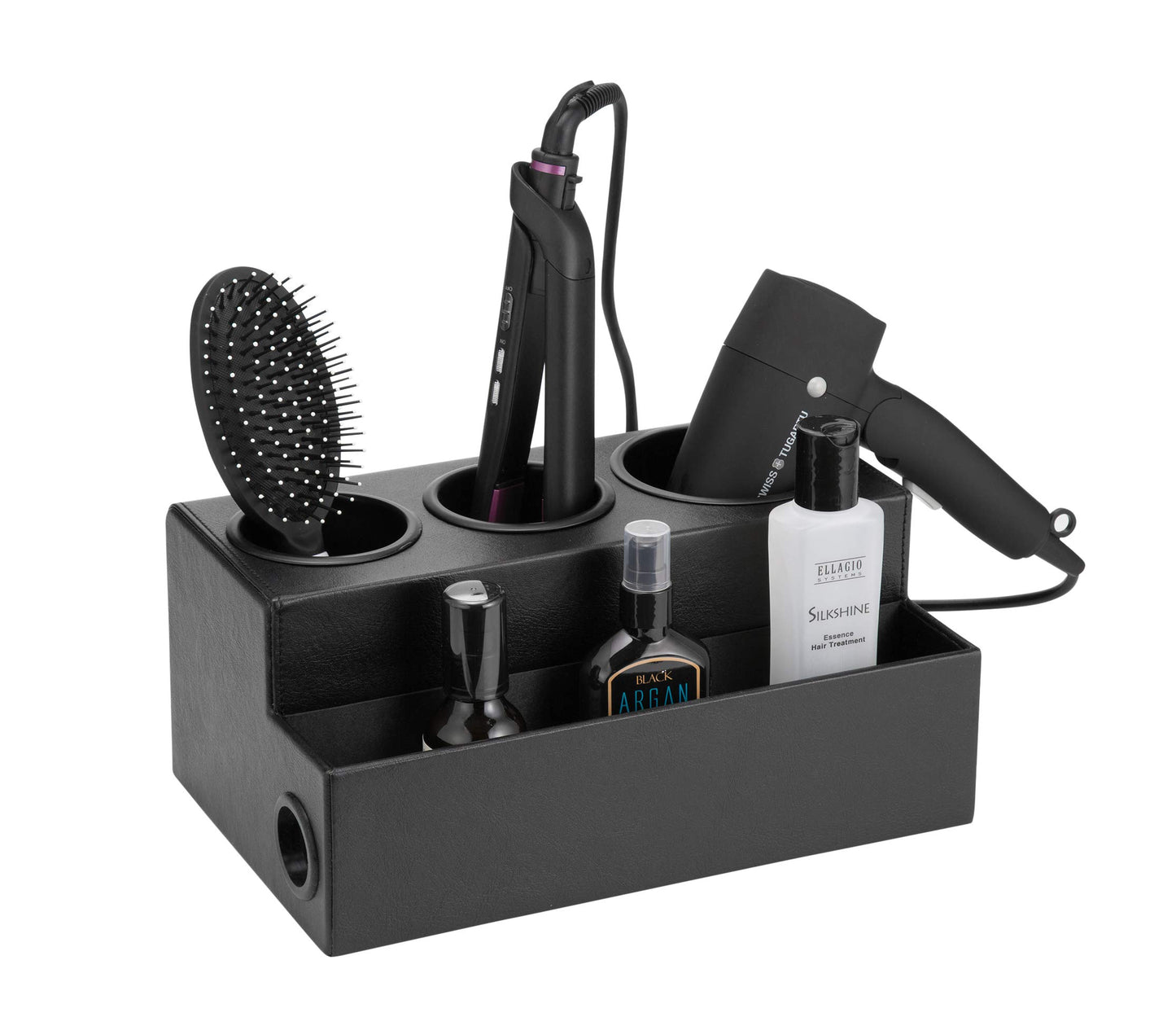 Hair Dryer Holder Hair Tool and Styling Organizer, Bathroom Countertop Blow Dryer Organizer, Vanity Storage Stand for Accessories, Makeup, Toiletries (Black) – MK154C